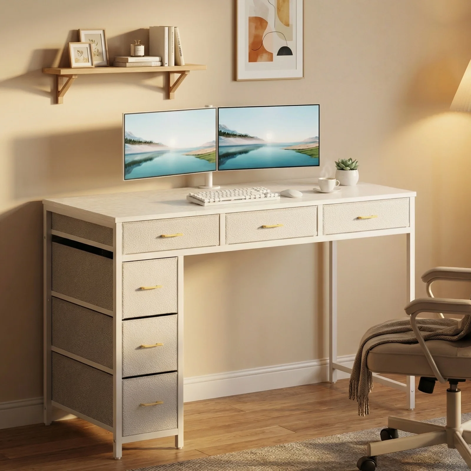 47 Inch Computer Desk with 6 Drawers - Image 1