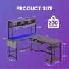 67" L-Shaped Gaming Desk with LED Lights & Storage - Thumbnail Image 7