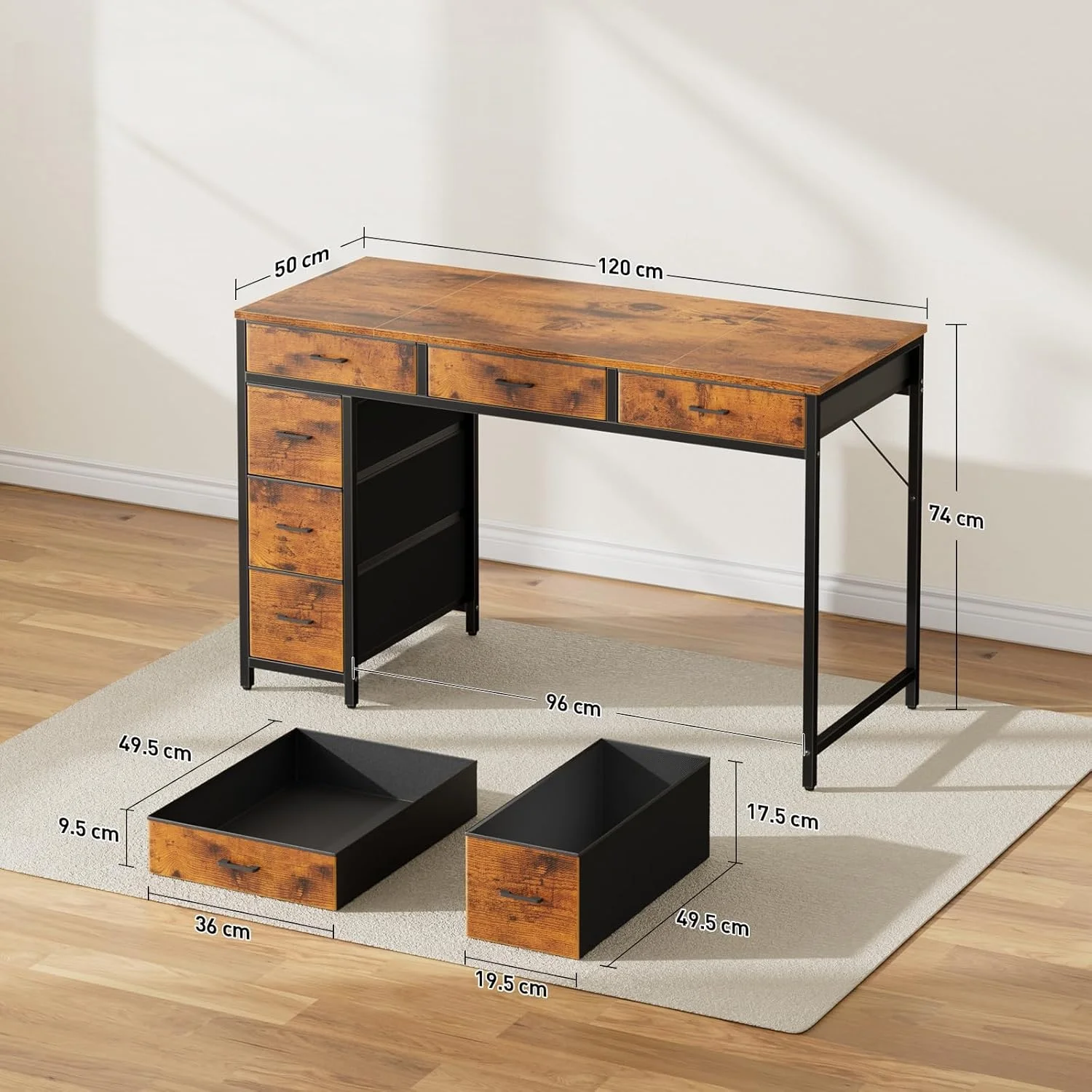 47 Inch Computer Desk with 6 Drawers - Image 4