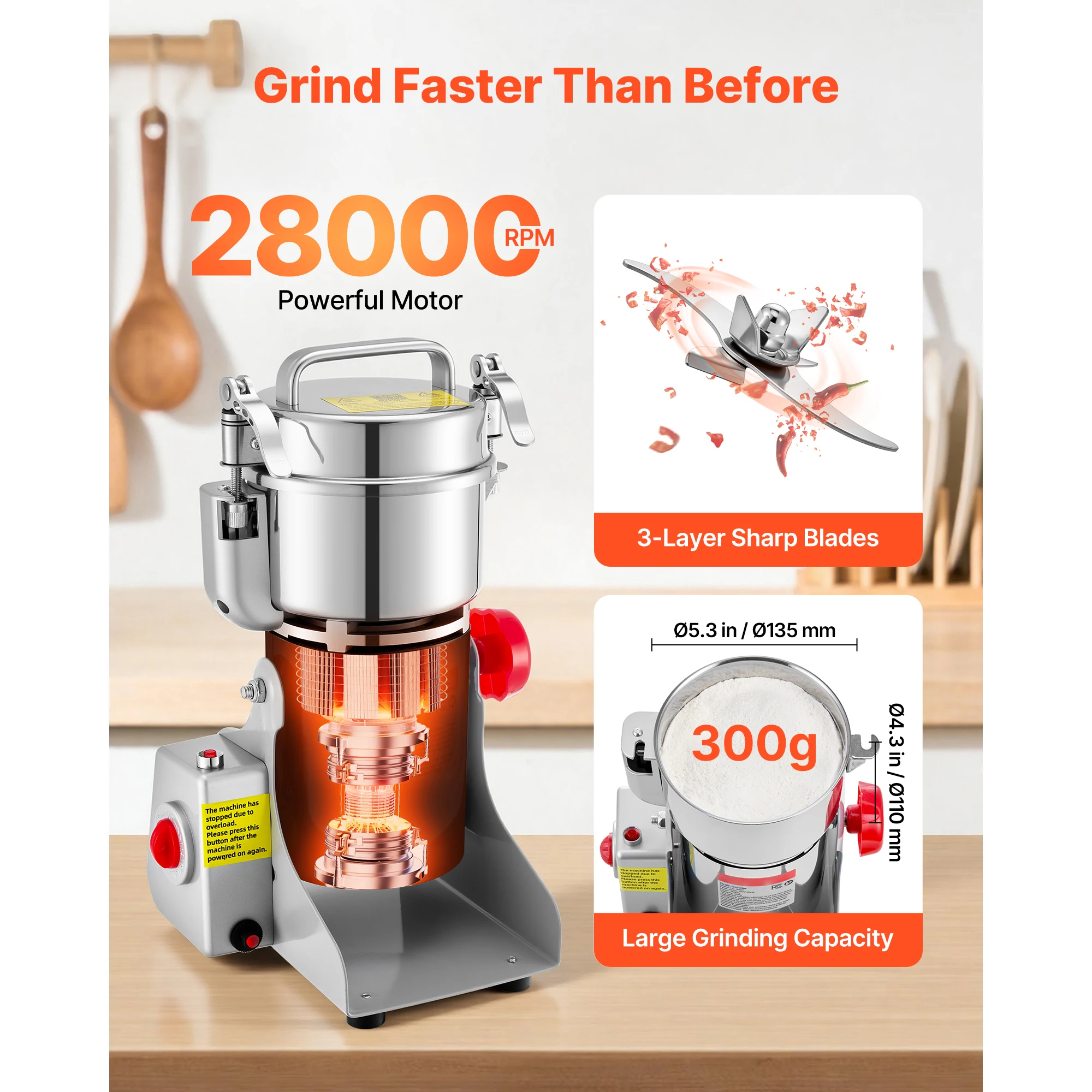 Electric Grain Mill Grinder 28000/32000RPM - Image 2