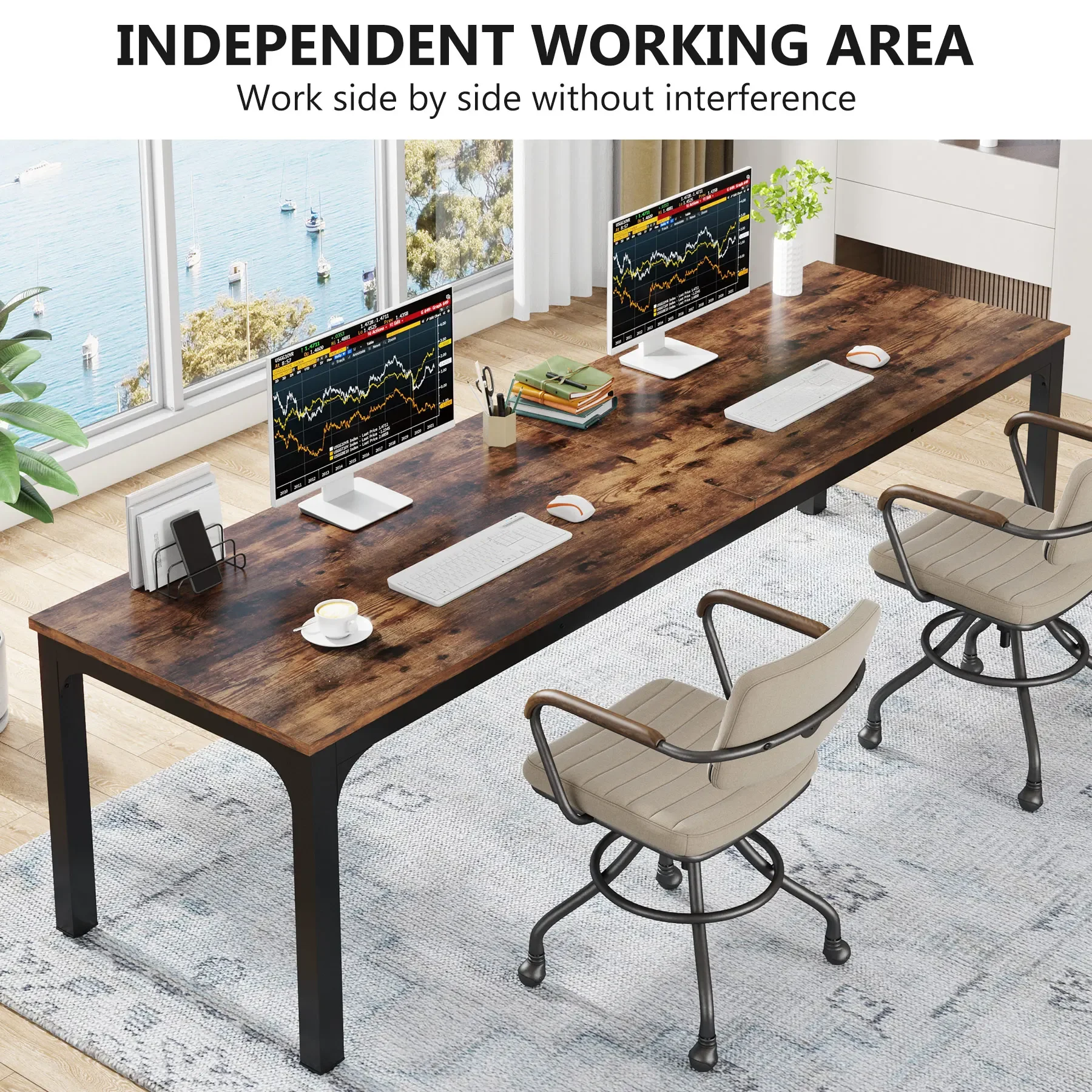 78.7 Inch Extra Long 2 Person Computer Desk - Image 2
