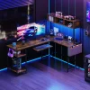 67" L-Shaped Gaming Desk with LED Lights & Storage - Thumbnail Image 1