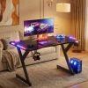 Y Shaped Gaming Desk with RGB LED Lights - Thumbnail Image 2