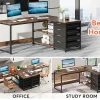 L Shaped Computer Desk with Storage Drawers - Thumbnail Image 4