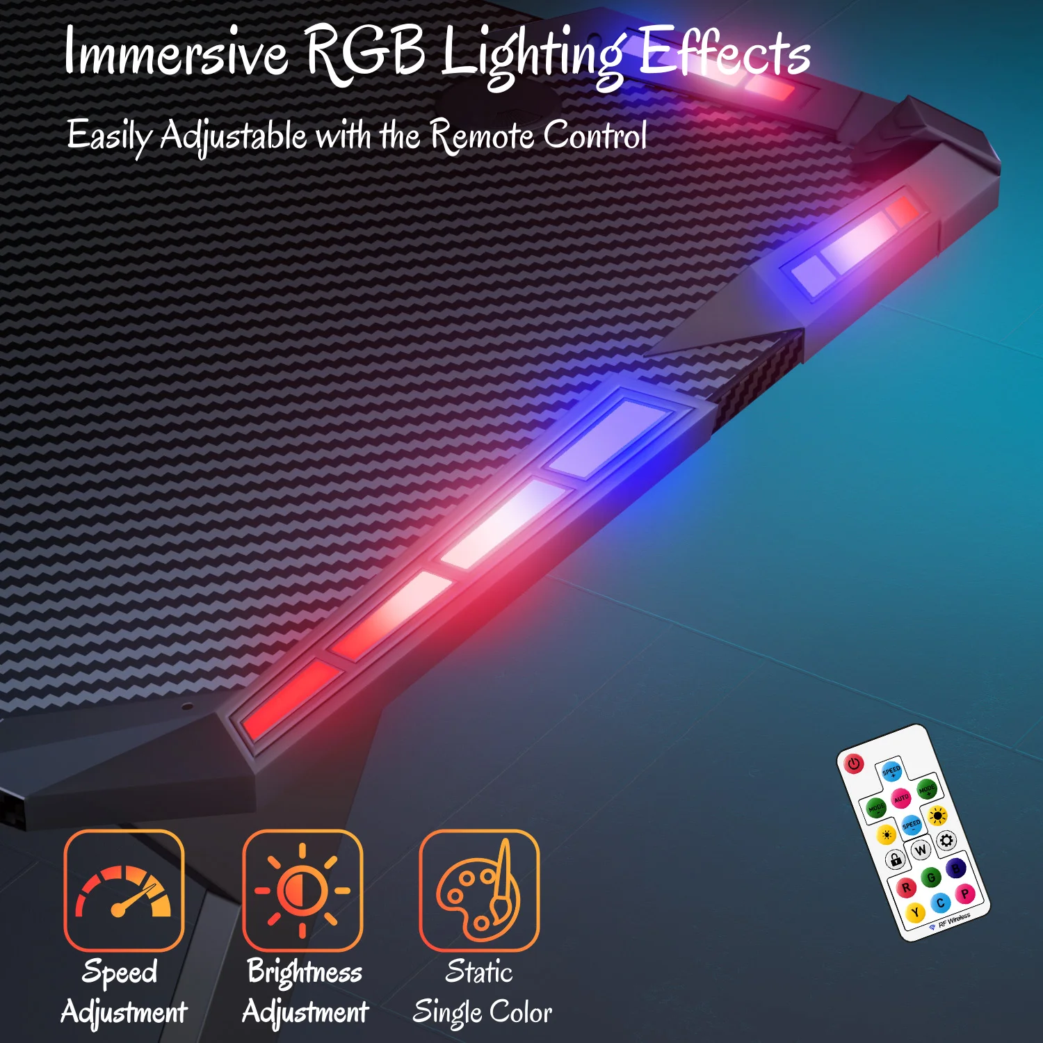 Y Shaped Gaming Desk with RGB LED Lights - Image 3