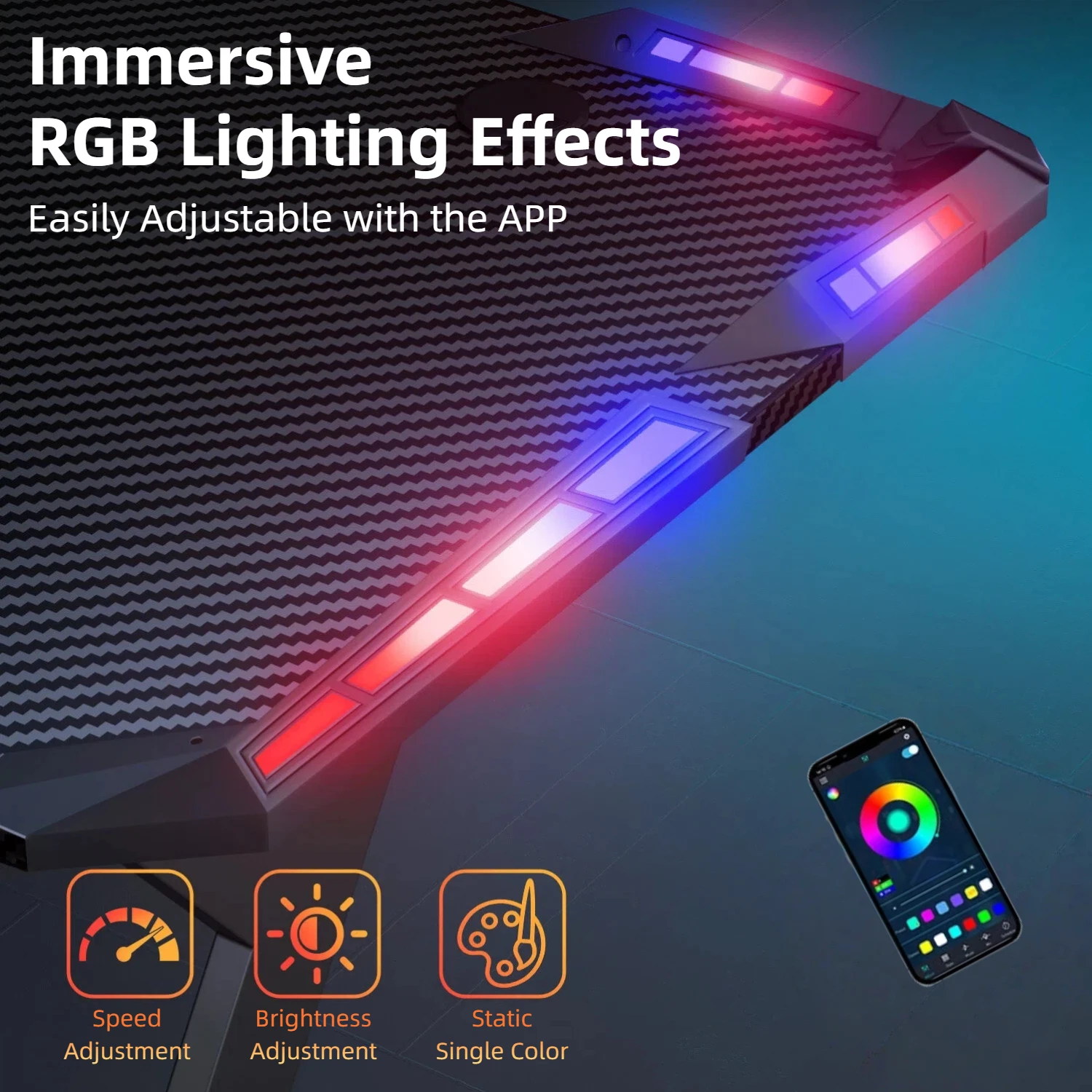 Y Shaped Gaming Desk with RGB LED Lights - Image 5