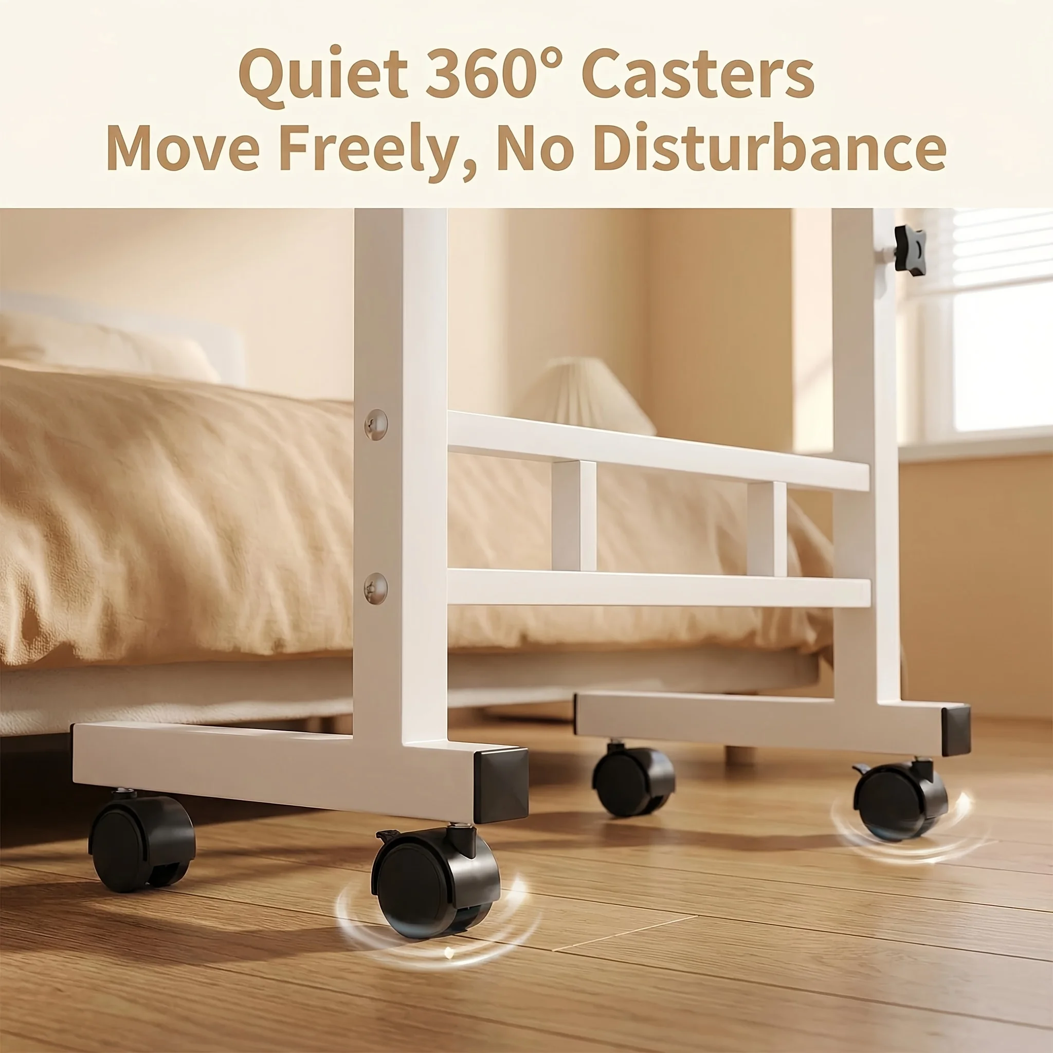 Adjustable Height Mobile Laptop Desk with Wheels - Image 2
