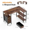 55 Inch L Shaped Desk with Shelf & Drawers - Thumbnail Image 5