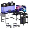 67" L-Shaped Gaming Desk with LED Lights & Storage - Thumbnail Image 4